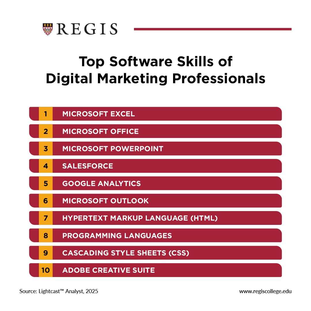 Top software skills of digital marketing professionals